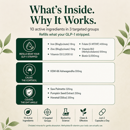 GLP-1 SOS™ Hair Shield — Keep the Weight Loss AND Your Hair | 3-in-1 Nutritional Hair Support